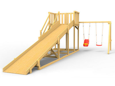 Горка для детского сада Сорбет Мята №3 с качельной балкой