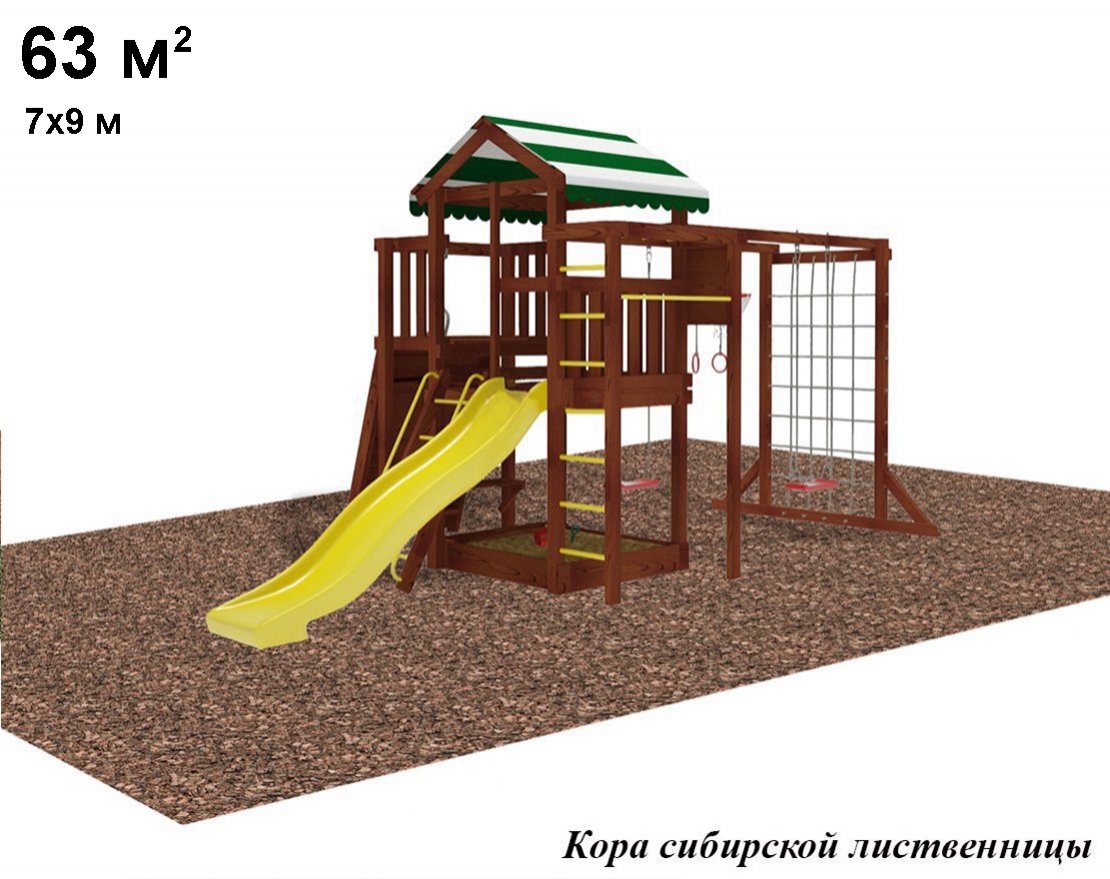 Детская игровая площадка Фина 3 + покрытие 63 м² с установкой под ключ
