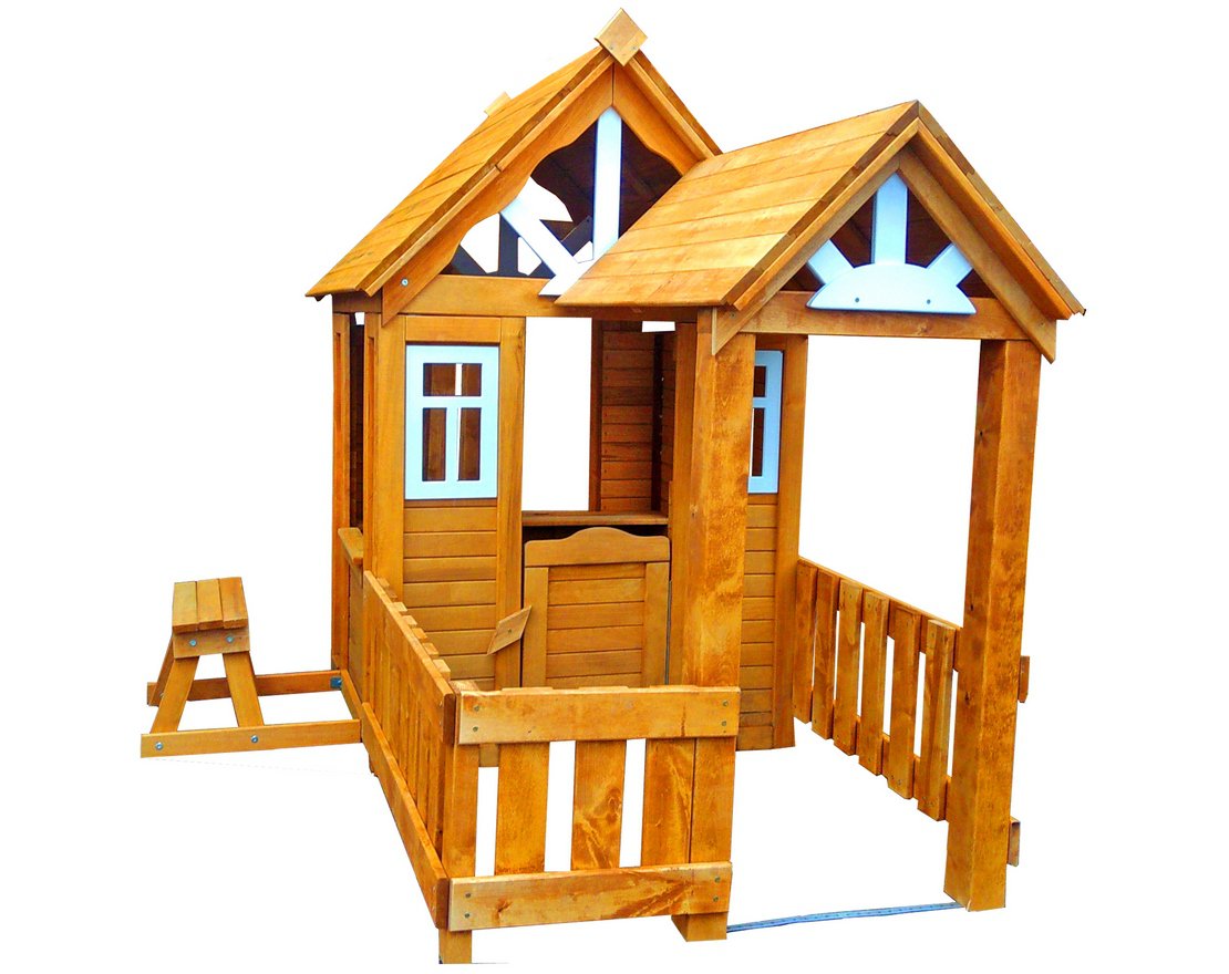 Детский игровой домик Лучик с верандой и скамейкой